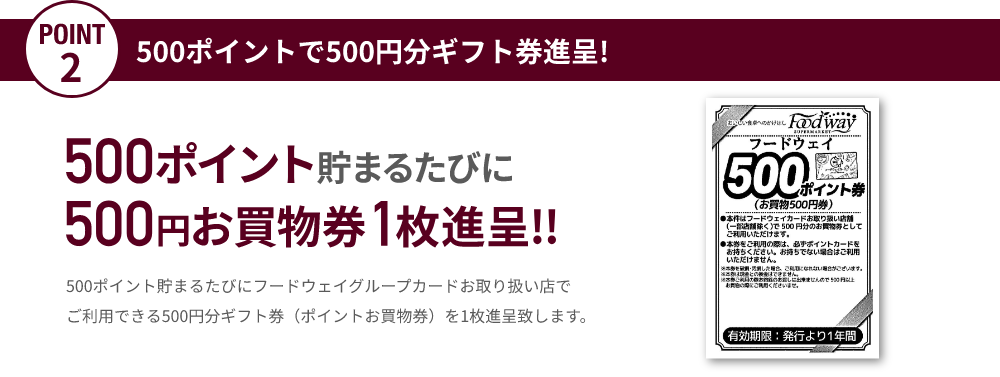500ポイントで500円分ギフト券進呈!