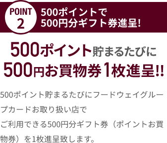 500ポイントで500円分ギフト券進呈!